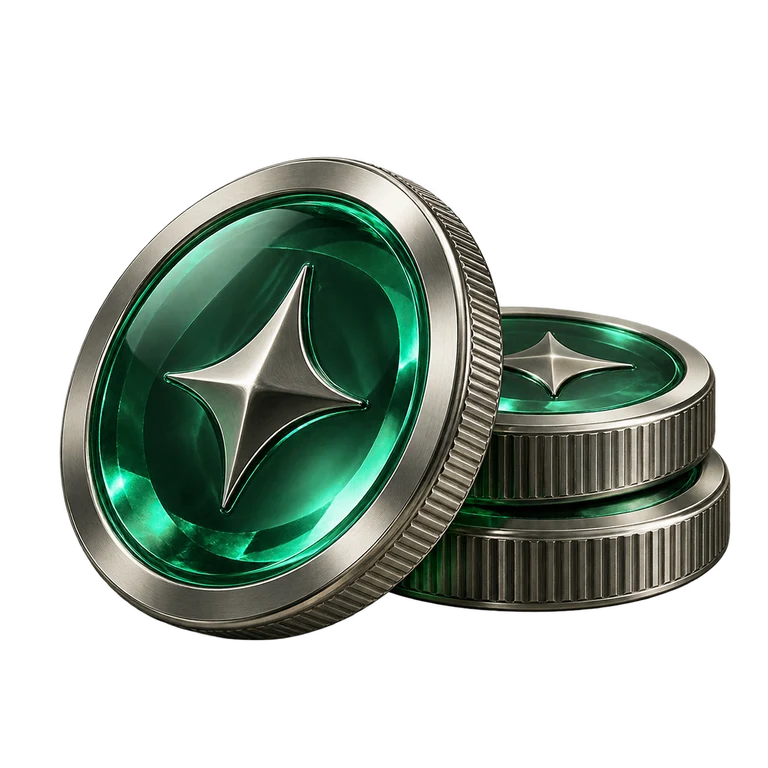 Emerald and platinum Joywin game tokens