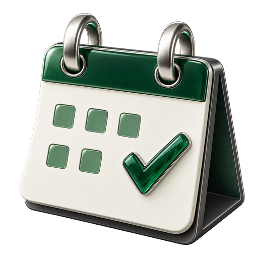 An emerald and silver daily check-in calendar