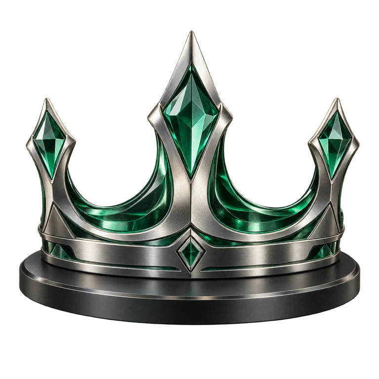 A platinum crown with emerald gems